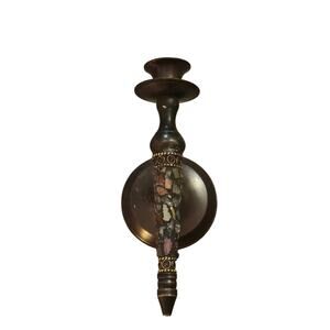 Vintage Hollywood Regency Mosaic Candle Holder Wall Sconce Pierced Metal India